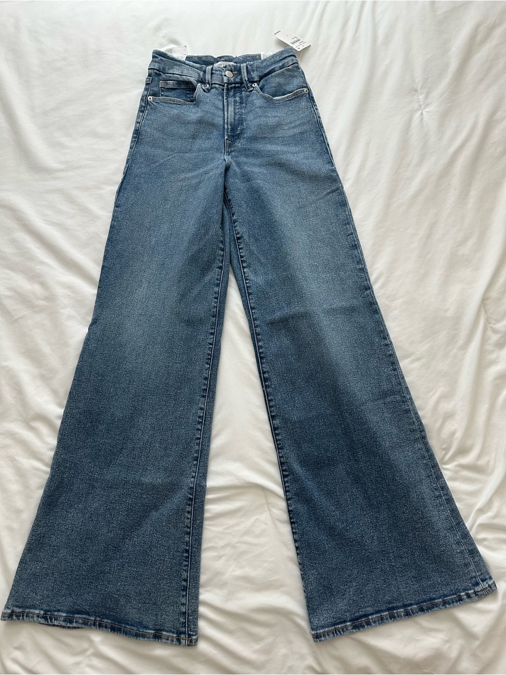 Good American High-Rise Palazzo Jeans in Medium Blue